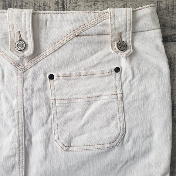 Y2K Express White Washed Button Fly Denim Skirt - Picture 7 of 11